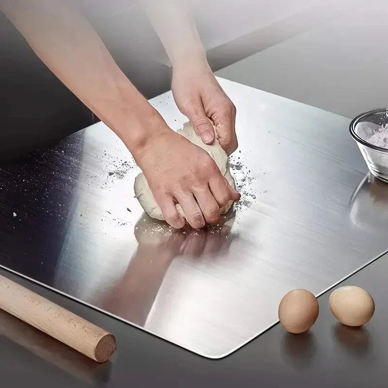 L-shaped folding chopping board stainless steel double-sided chopping board kitchen household fruit cutting and kneading panel