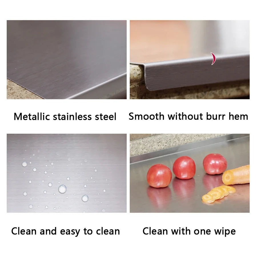 L-shaped folding chopping board stainless steel double-sided chopping board kitchen household fruit cutting and kneading panel