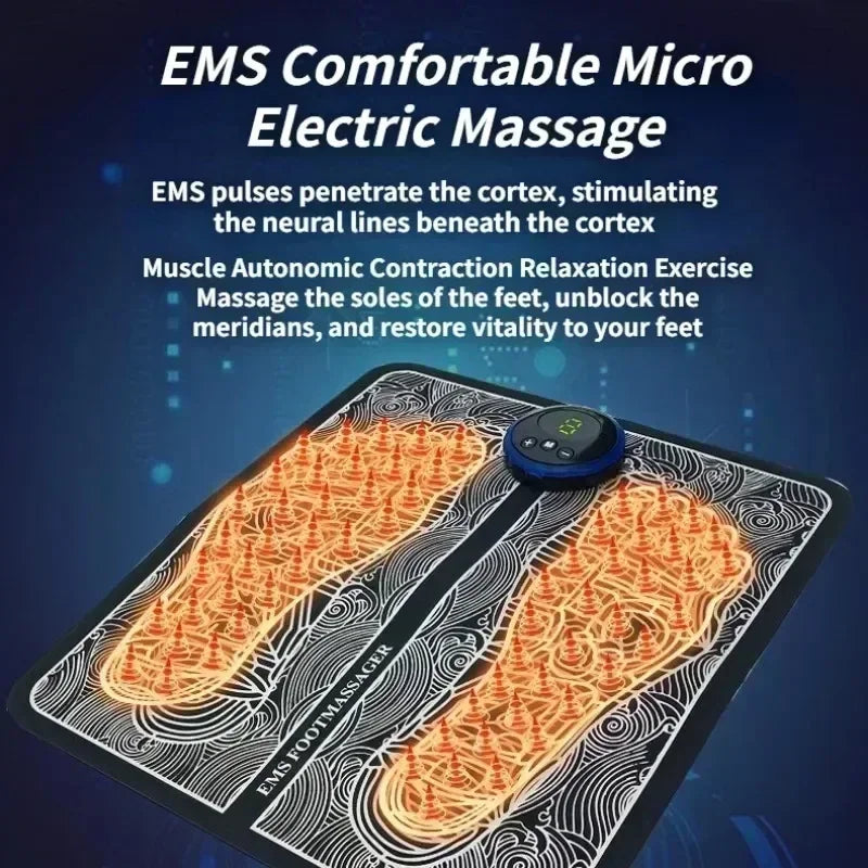 Ems Foot Massager Mat Electric Usb Charging Smart Display Tens Acupuncture Feet Cushion Blood Circulation Pad Health Care Home